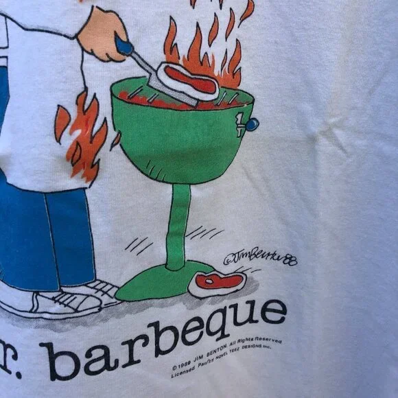 Vintage Single Stitch 1989 Jim Benton Mr. Barbeque Graphic T Shirt XL - Picture 8 of 13
